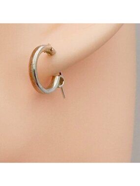 Small Sterling Silver Tube Hoop Earrings Lever Back Closure Vtg 1/2"